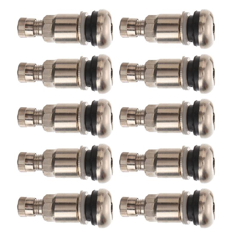 10Pcs Metal Valve Stems Tire Valves Stems Car Wheel Truck Tyre Valve Stem Studs Wear Resistant Durable Striped Caps Reliable серебряный