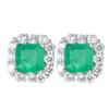 European American Retro Vintage Stud Earrings Popular Simulated Emerald Jewelry Geometric Pattern Trendy Brass Material for Gift