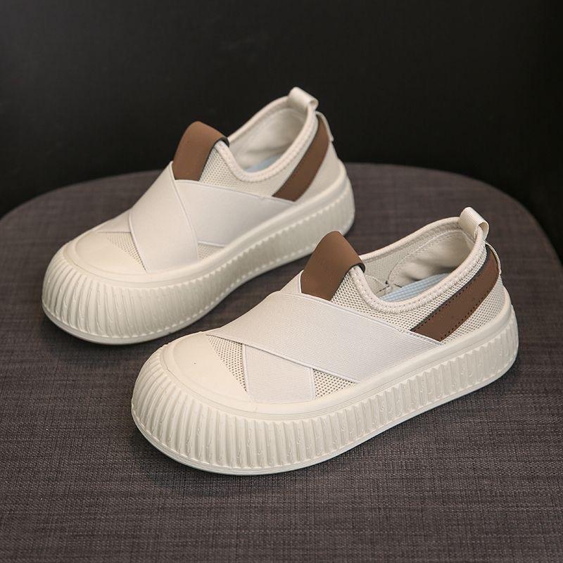 Women's Breathable Mesh Sports Shoes - Lightweight Casual Shoes with Cross Elastic Bands, Comfortable Casual Shoes