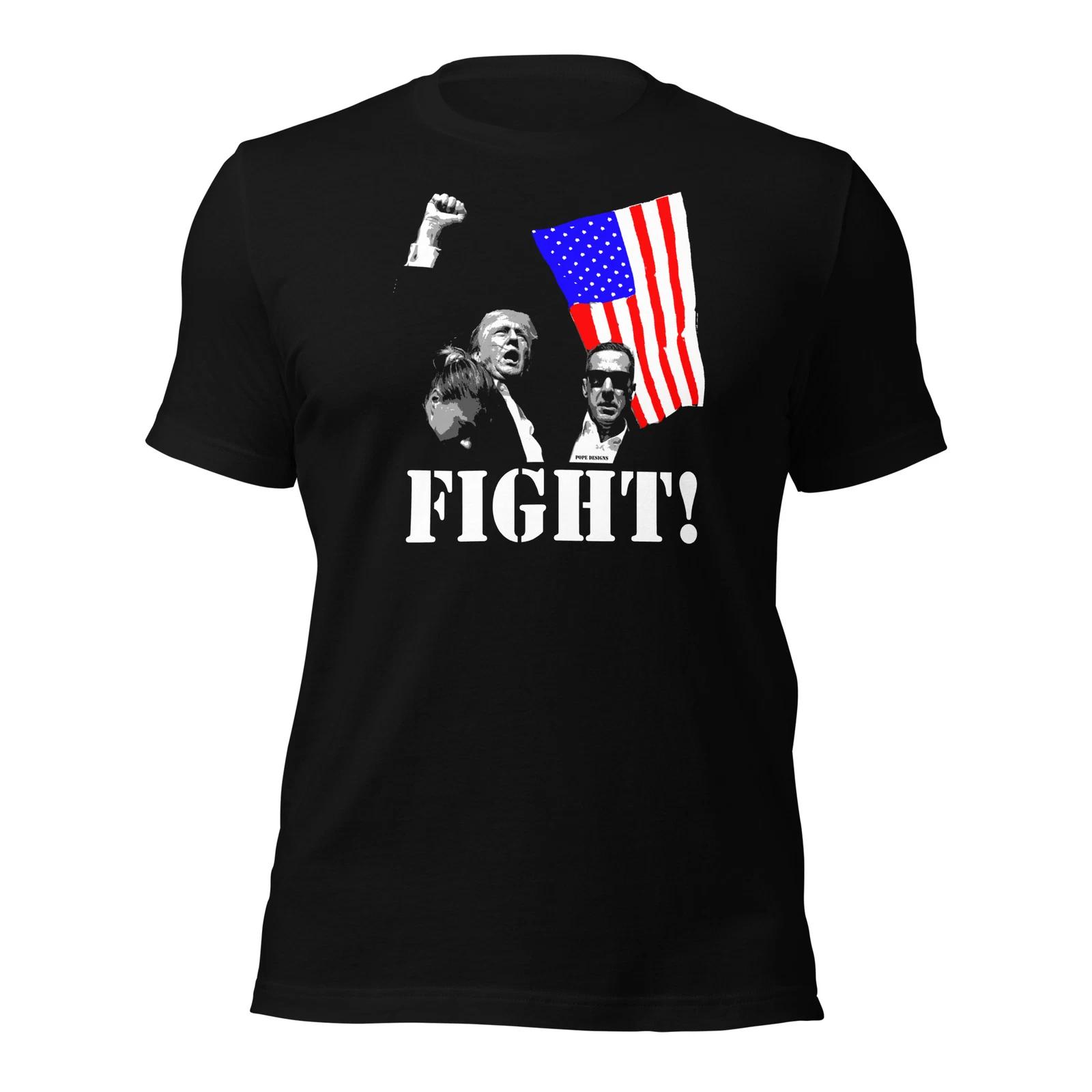 Trump Fight Shot American Rally Maga Strong Graphic Tee Shirt t-shirt 2XL