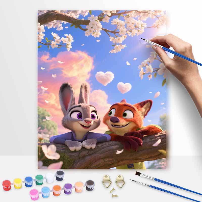 Disney Zootopia Spring Blossom Painting by Numbers Hand Filled Drawing Art Kit Home Decor