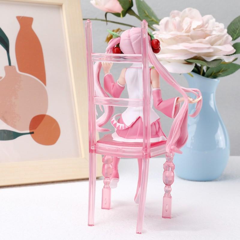 Japanese Anime Hatsune Miku Figure Sexy Character Ornaments  white pink chair Kawaii Car Decoration Collectible Model  gift