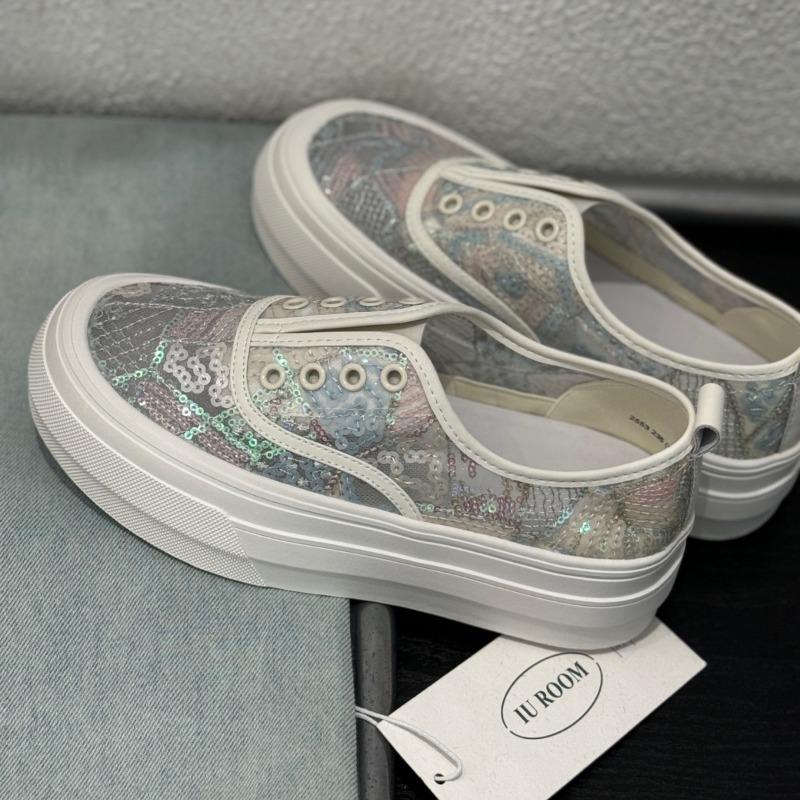 Sequins women's summer breathable mesh mesh shoes new versatile casual soft sole one-pedal lazy shoes