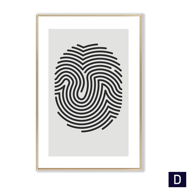 Arte Nordico Impronta Digitale Tela Poster Pittura Minimalista Stampa Astratta Immagine da Parete Nero Grigio Moderno Casa Decorazione Stanza