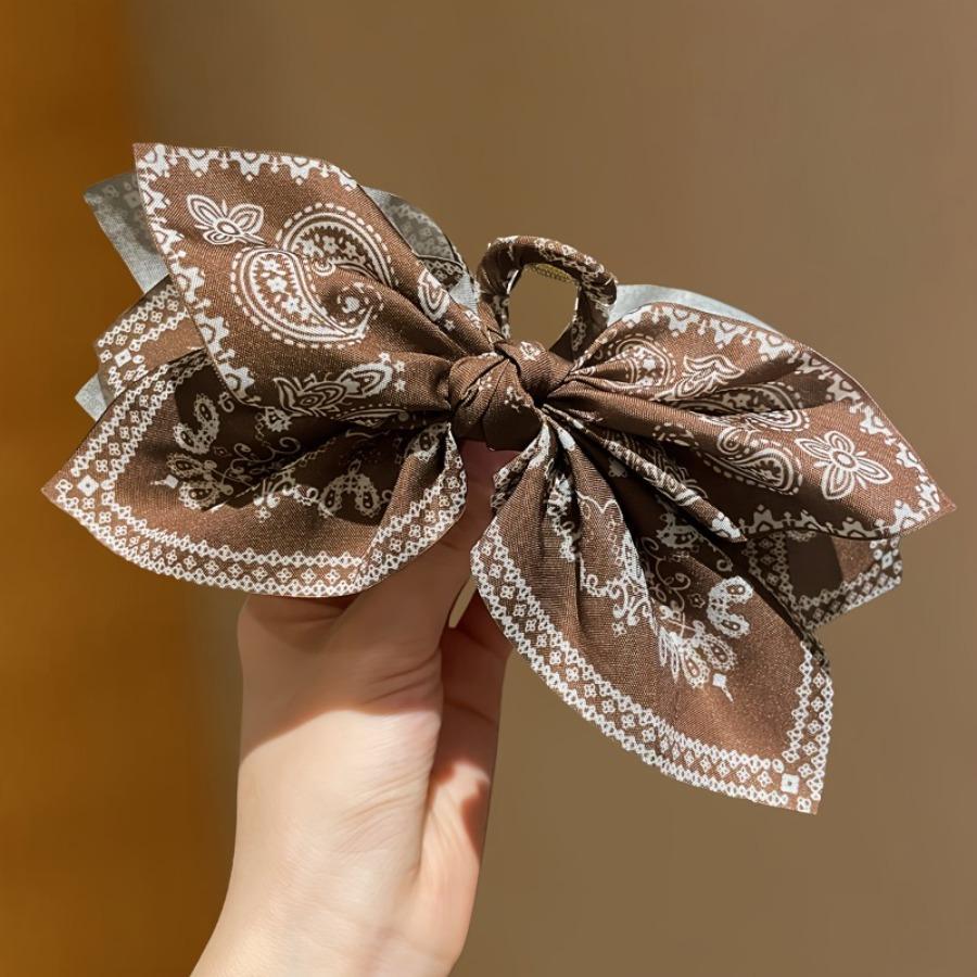 1pc Elegant Coffee Brown Bow Hair Claw Clip for Women - Bohemian Style, Large Size, Perfect for Daily Commute & Parties