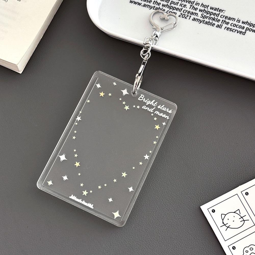 Acrylic Photocard Holder Heart Star Pattern With Keychain Photo Card Protector 3-inch Kpop Idol Card Kpop Idol Card Holder