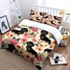 "Dachshund Floral Pattern Bedding Set" Suitable for Home Decor Gifting. Exquisite 3-piece Bedding Set Gift for Kids Adults