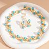 Diamond Turquoise Geometric Round Clavicle Necklace Court Style Niche Premium Necklace Set