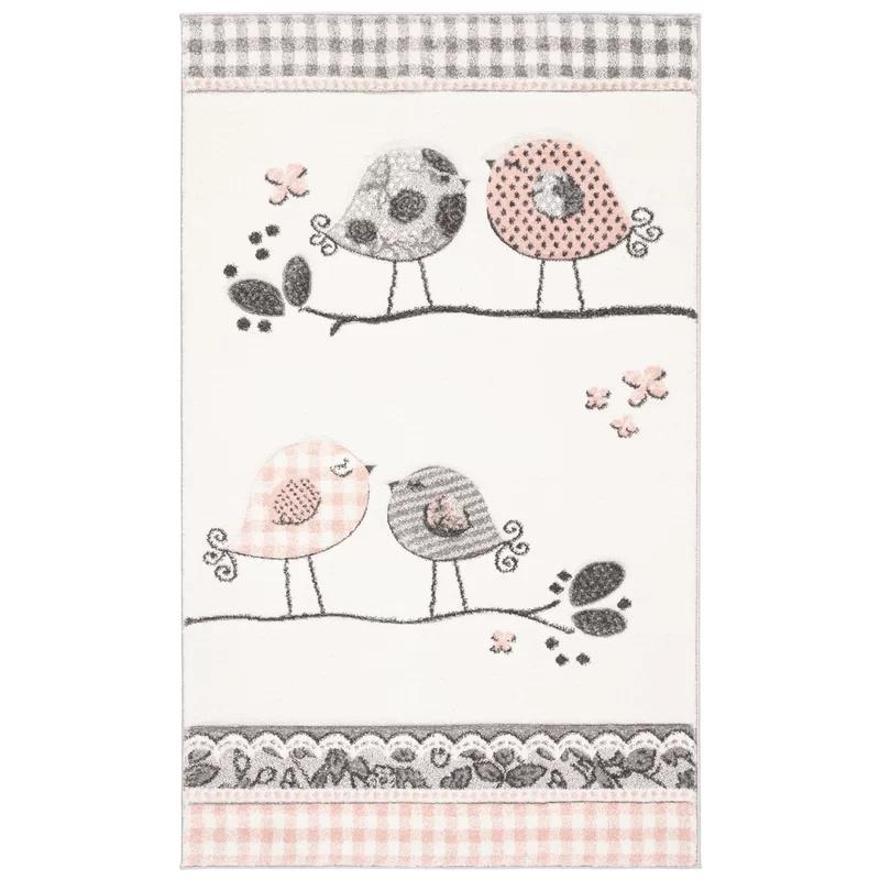 

Giraffe Elephant Animal Print Kids Area Rug Ivory Pink Playroom Carpet Non-Slip Washable Crawling Floor Mat Child Decor 60x90cm(23x35in)