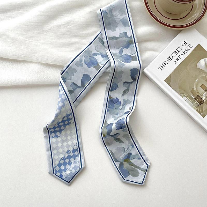 New Luxury Brand Model Small Silk Scarf Women Hair Band Bag Handbag Handle Ribbon Scarf Band Neck Scarves Neckerchief