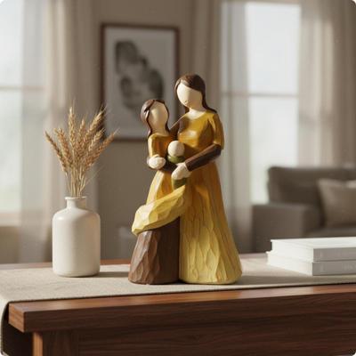 Family of 3 Statue Gift Idea Faceless Resin Sculpture Sentimental Parent and Children