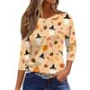 Women's O-neck 3/4 Sleeve  Printed Top