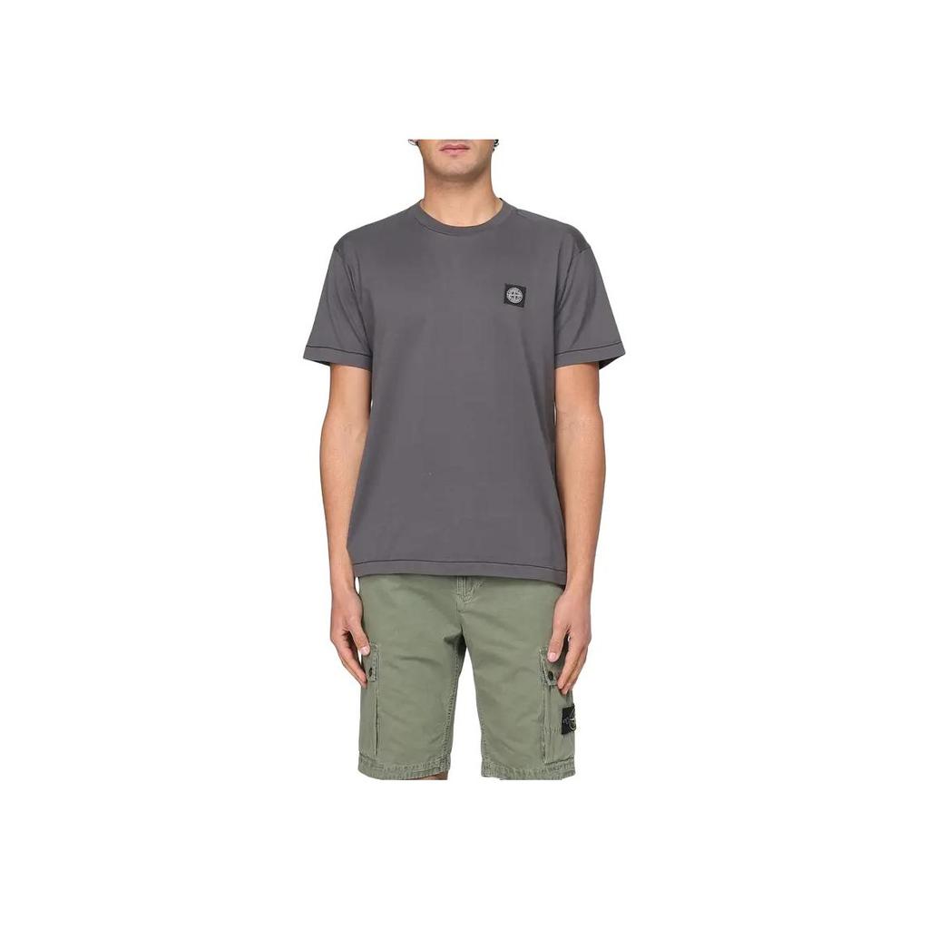 STONE ISLAND Compass Patch Logo T-Shirt Charcoal Men Tops Grey 801524113-V0065