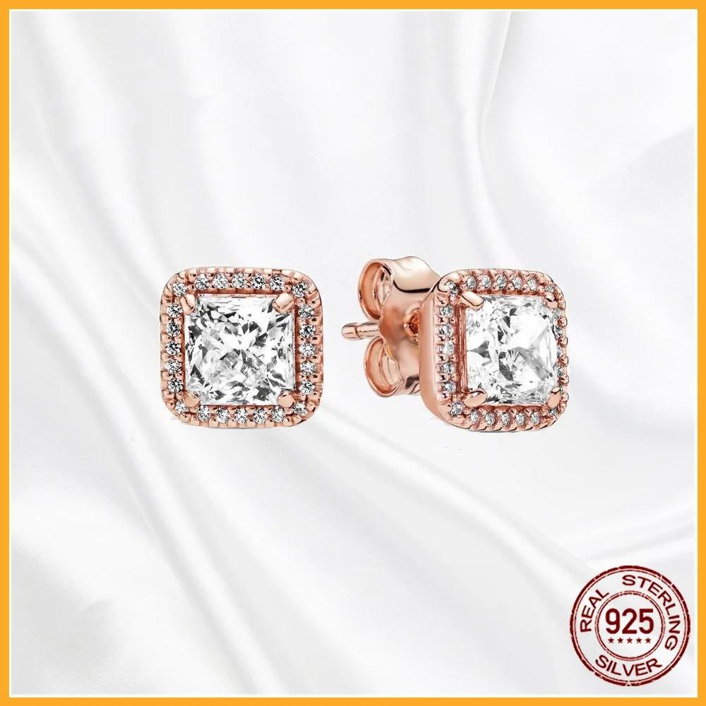 925 Silver Heart Hoop Earrings Sparkling Original Jewelry Gift for Women