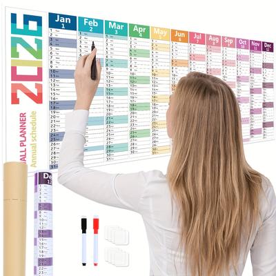 2026 Bardzo Gruby Laminowany Planer Kalendarz Ścienny Suchościeralny - 12-Miesięczny Styczeń-Grudzień Duży Kalendarz Ścienny z Widokiem Tygodniowym i Miesięcznym