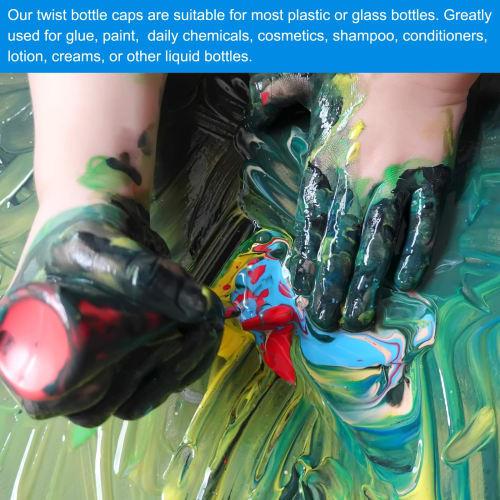 PATIKIL 24/410 Twist Flaskekorker, 15-delt sett, Svarte plastkorker med riflet kant for klemflasker, erstatningskorker med skumpakninger for malingslokk og lim Di