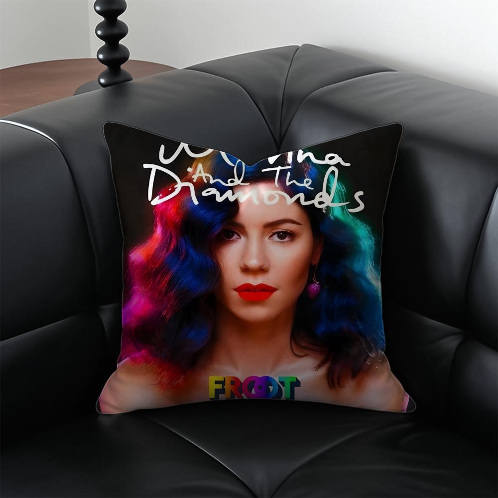 MMarina and the Ddiamonds Music Album Cushion Cover Pillow Case Antidustmite Invisible Zipper Silky Plush Cushion