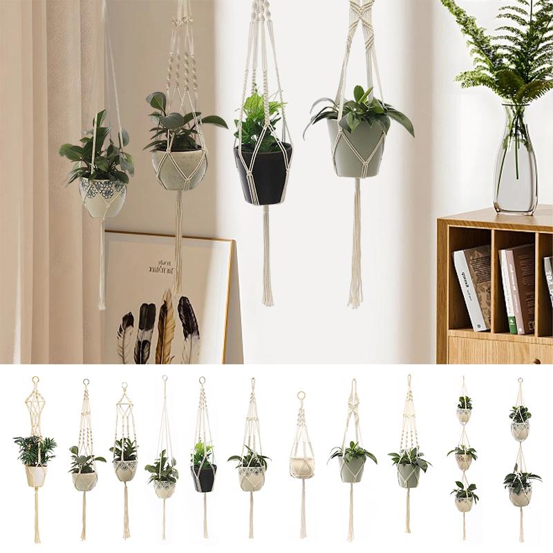 Macrame Plant Hanging Flowerpot Hanging Planter Hanging Baskets Handmade Plant Holder Net Hanger for Wall Decoration