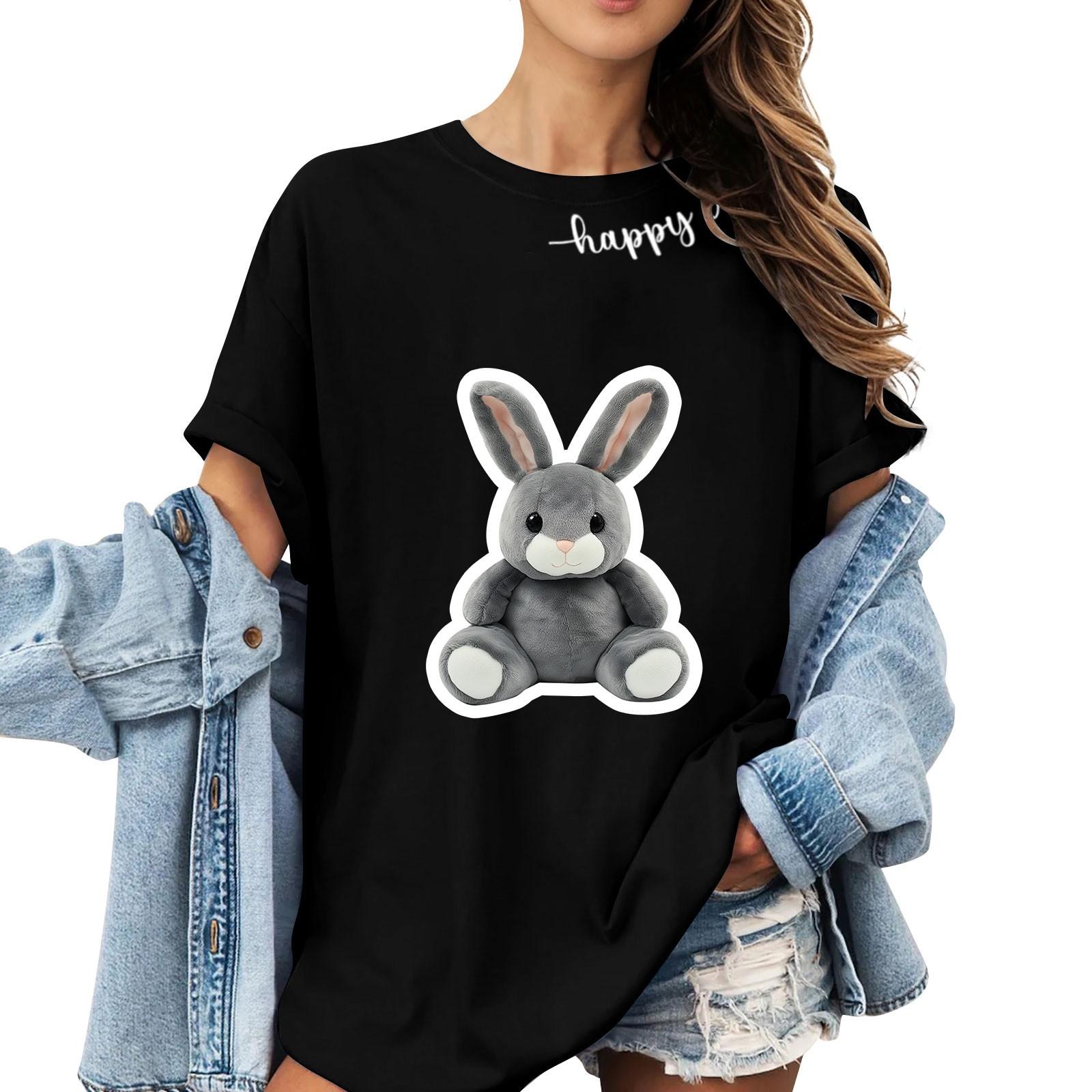

T Shirts Short Sleeve Tees For Women Fashion Tops Lightweight Soft Casual Summer Outfits Clothes S чорний