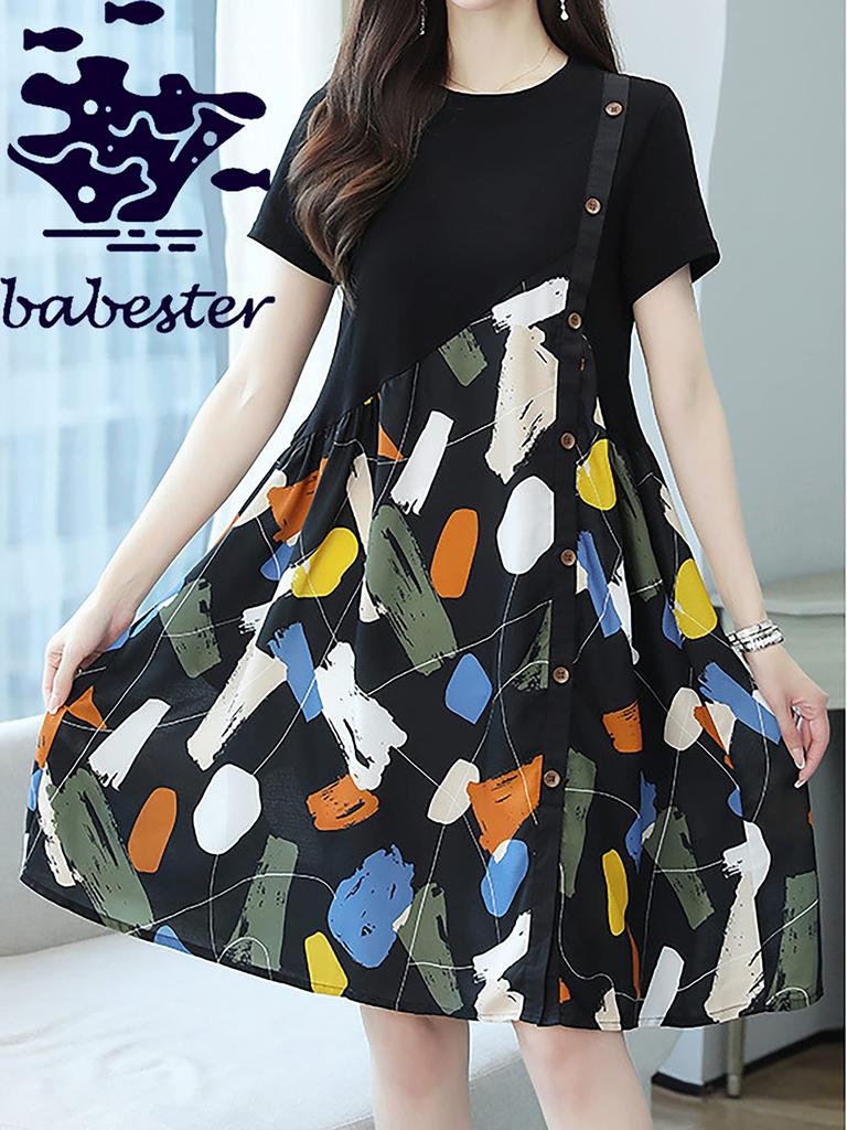 Babestar Casual Maternity Summer Short Loose Refreshing Summer Slimming Perfect for One Size Fits Women's Dress, Sleeve, Fit, Mid-Length Sleeves,