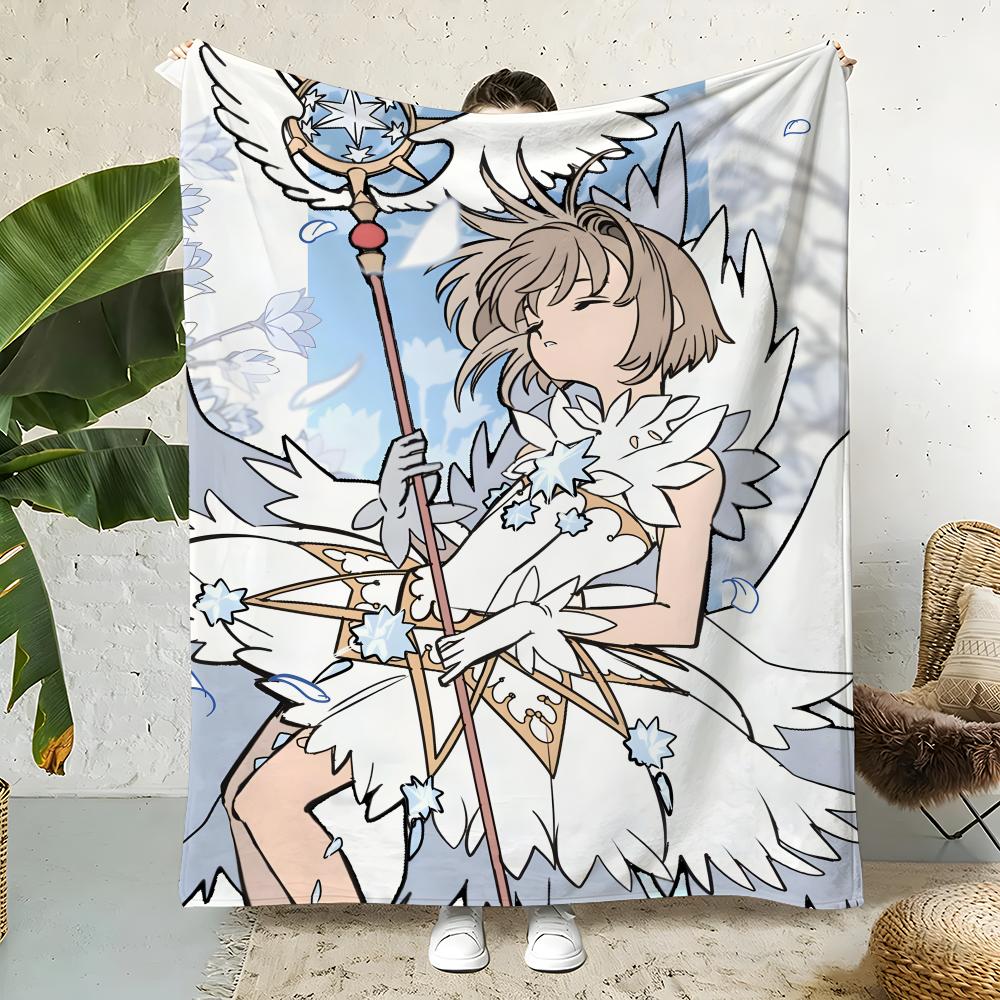 Anime C-Cardcaptor Sakura Throw Flannel Throw Blanket,Bed Home Office Nap Blanket Travel,Camping,Picnic Blanket Soft Decor