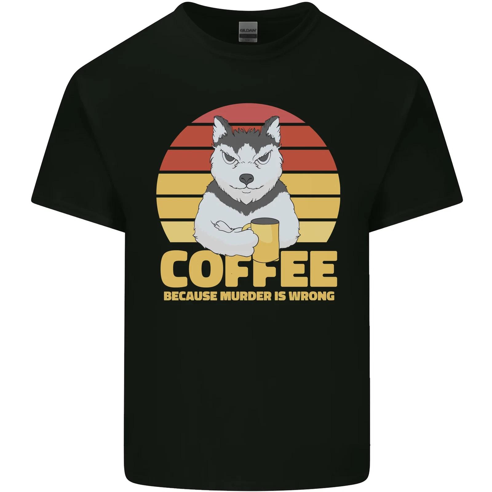 Coffee Because Murder is Wrong Funny Dog Kids T-Shirt Childrens M