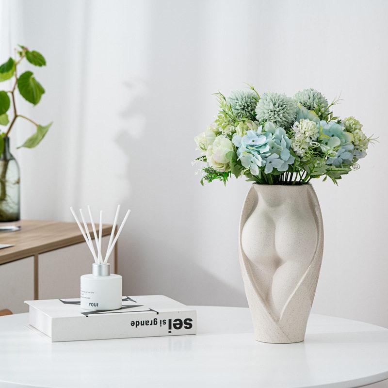 Boho Körperform Keramikvase Skulpturiert Matt Texturiert Tischdeko Blumenvase Modernes Wohnzimmer Schlafzimmer Einzigartige Kunst Heimdeko