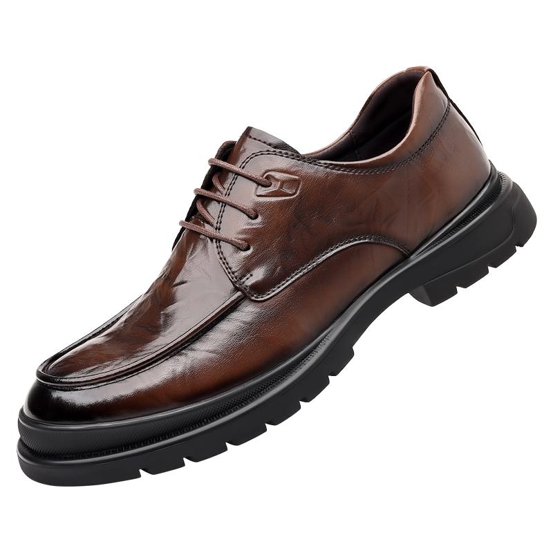 Fashion High End Brand Men's Genuine Leather Shoes British Style Brown Lace Up Brogue Shoes Interview for Commuting Men's Business Shoes