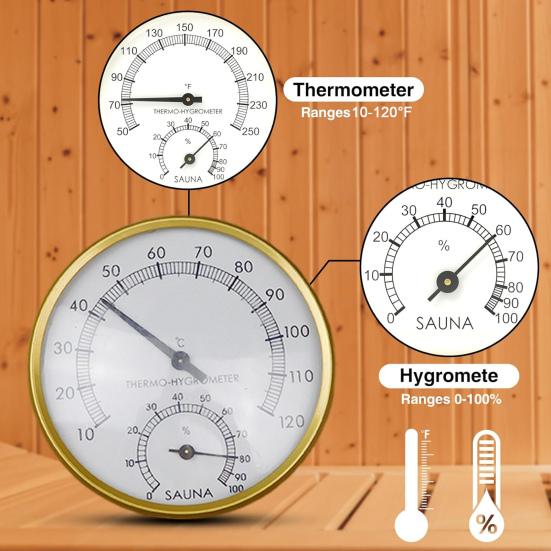 Saunový teploměr Snadno čitelný Fahrenheitův vlhkoměr Přesný nerezový měřič vlhkosti pro hotelový pokoj