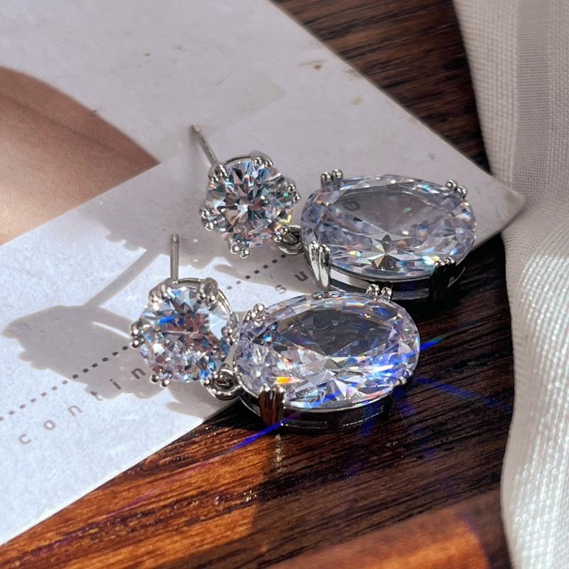 Elegant Temperament Female Accessories Drop Earrings Multicolor Rhinestone Earrings Oval Earrings Women Jewelry Gift