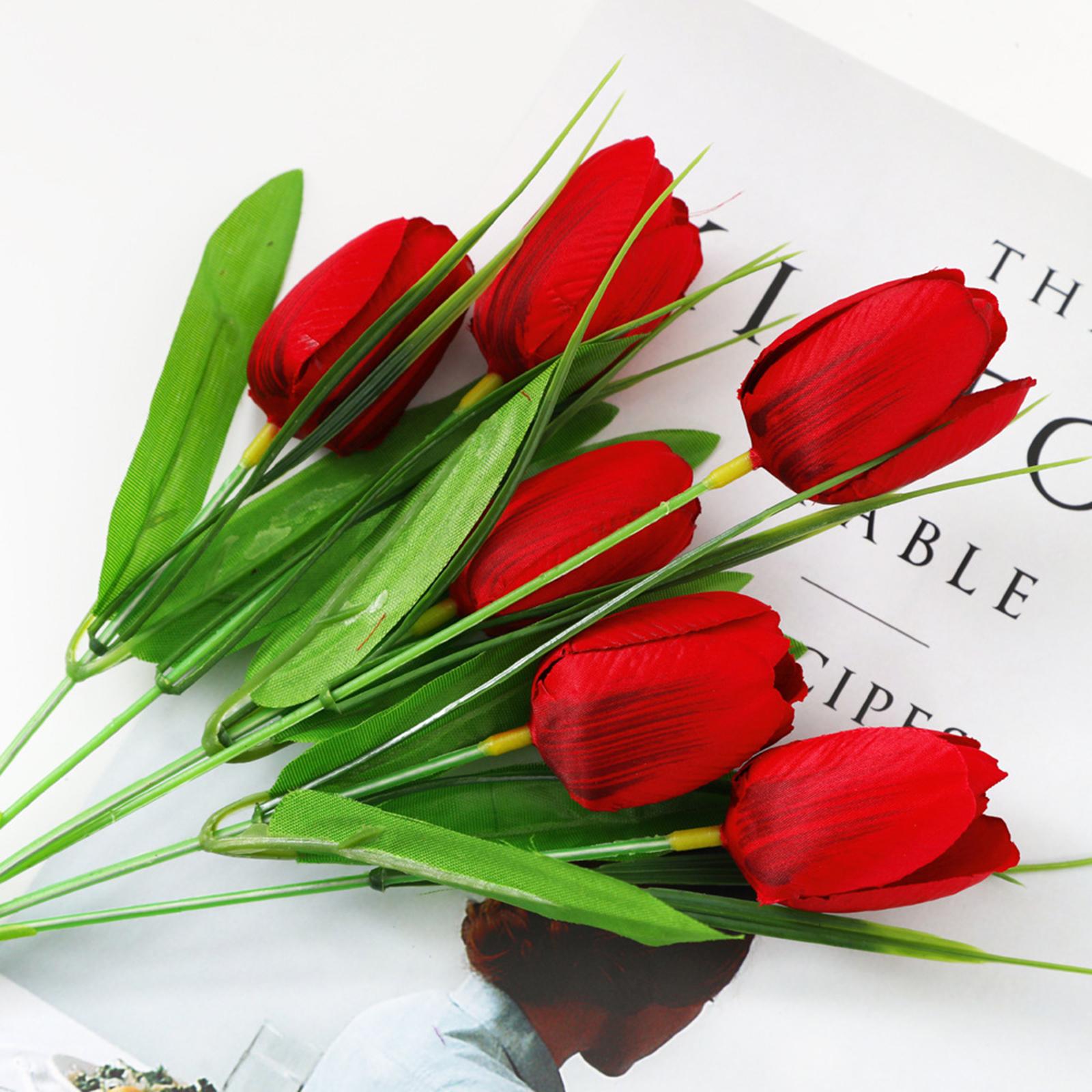 Букет искусственных цветов со стеблем, 6 ярких головок, композиция из искусственных шелковых цветов для свадьбы, домашнего декора, кухни, темно-красный Type 1