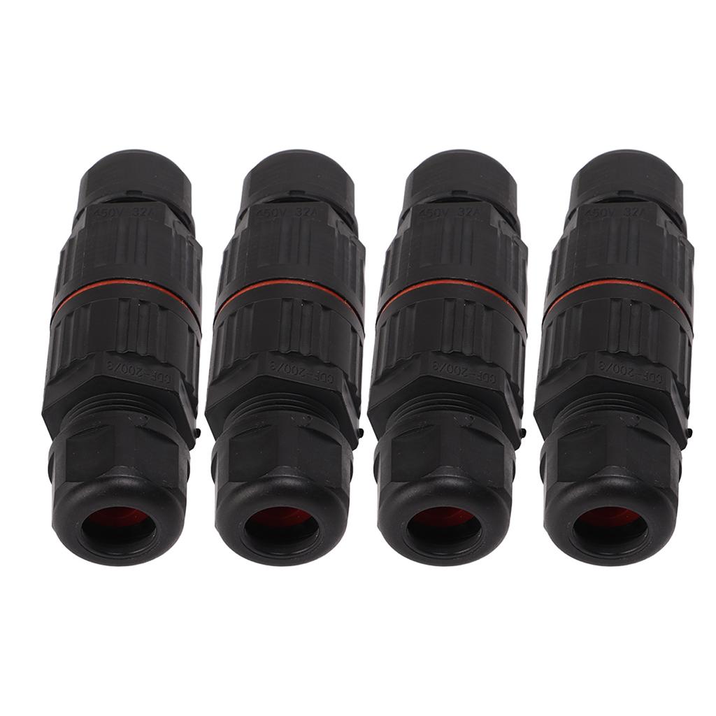 4 Pcs Wire Connectors 5 Core IP68 Waterproof Screw Crimping PA66 Aviation Plug Cable Connector 450V 32A