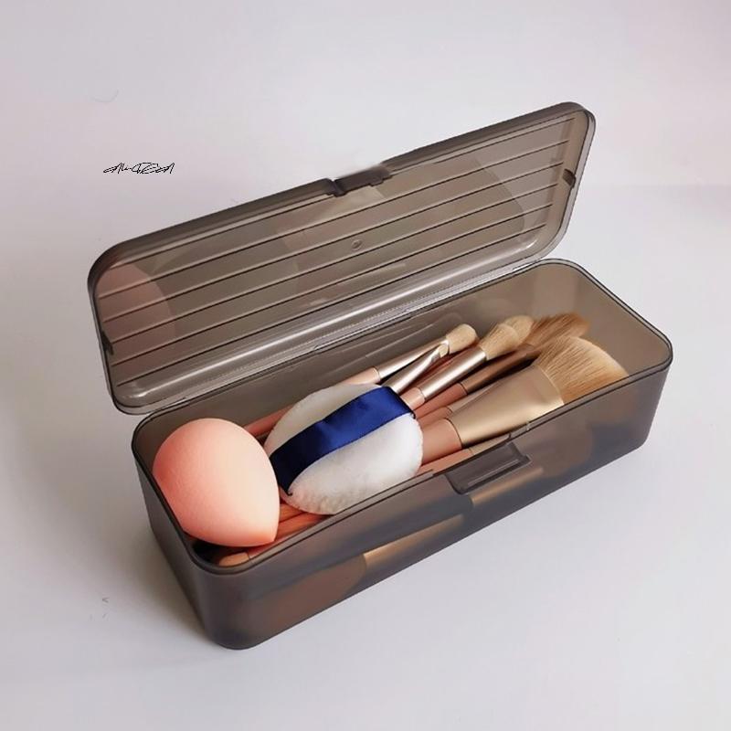 1Pc Transparent Plastic Cosmetic Storage Box Makeup Brush Pen Holder Stationery Organizer Bucket for Students