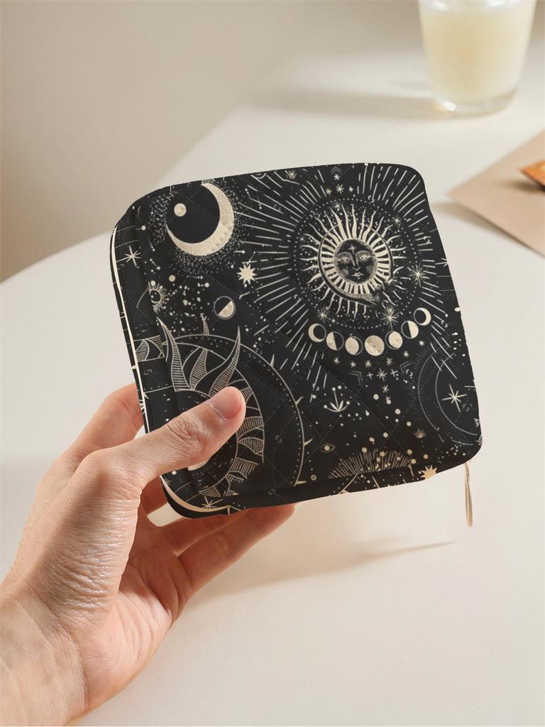 1 portable sanitary napkin storage bag, made of moon star pattern and diamond mesh , lightweight women's tissue bag