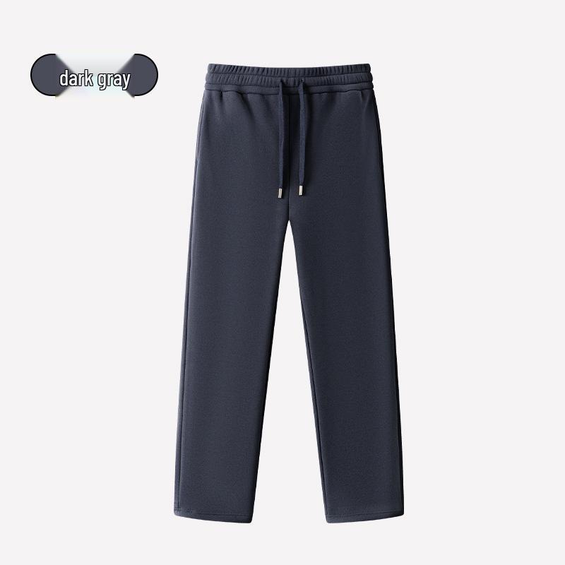 Pantaloni da tuta casual da uomo in lana-seta caldi foderati in velluto larghi per primavera, autunno e inverno