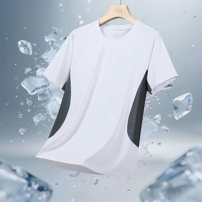 Eis-Seide Kurzarm-T-Shirt Herren Atmungsaktiv Schnelltrocknendes Oberteil