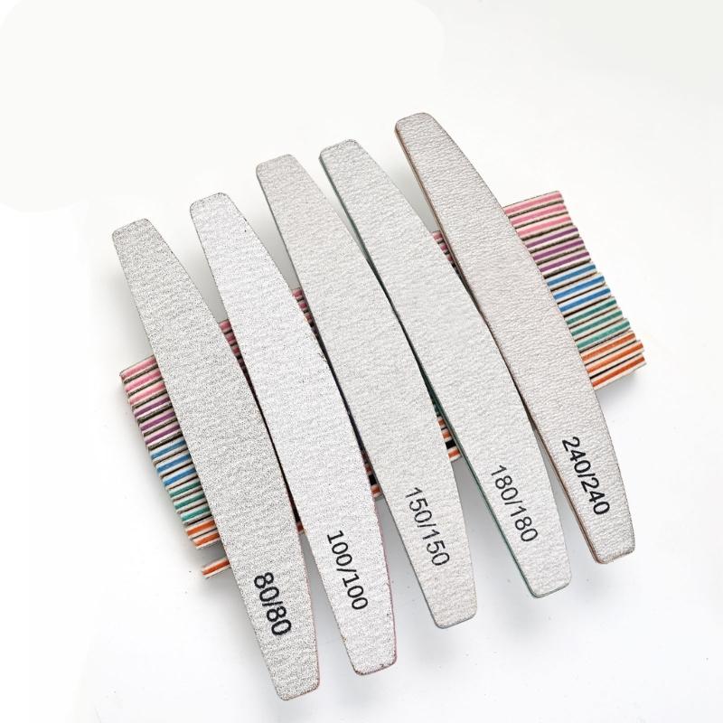 5Pcs/Lot Sharply Nail Buffing Blocks Double Sided Grit Sanding Sticks Half Moon Design Travel Friendly Nail Care Kit