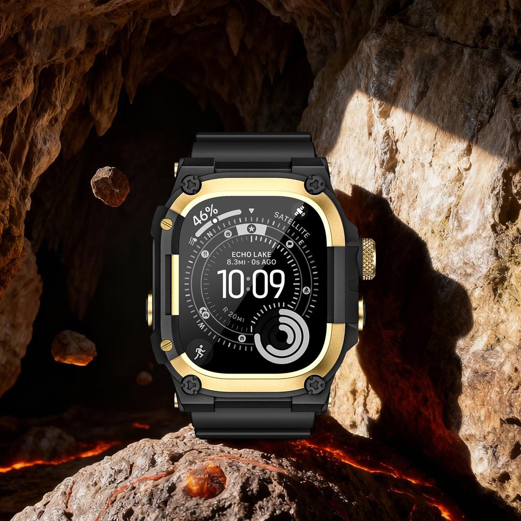 Robustes Integrationsband mit Hülle für Apple Watch Ultra 3/2/1 49mm Sport-Silikonarmband mit Metall-Stoßfängerabdeckung für iWatch Ultra