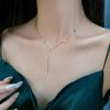 Elegant Korean-Style Titanium Steel Necklace with 'Love' Letter Tassel for Women