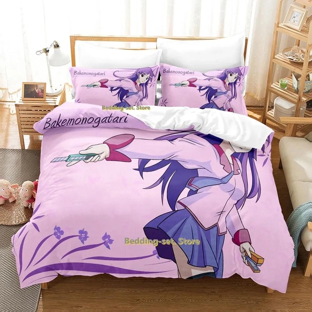 2024 Bakemonogatari Bedding Set Single Twin Full Queen King Size Bed Set Adult Kid Bedroom Duvetcover Sets Anime Bed Sheet Set