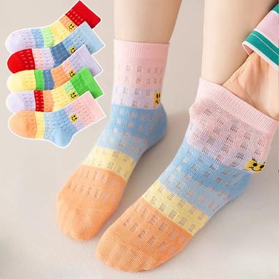 5Pairs  Ultra Thin Breathable Mesh Socks High Elasticity Soft And Delicate Athletic Socks Princess Shoes Girl Outerwea 1-16Years