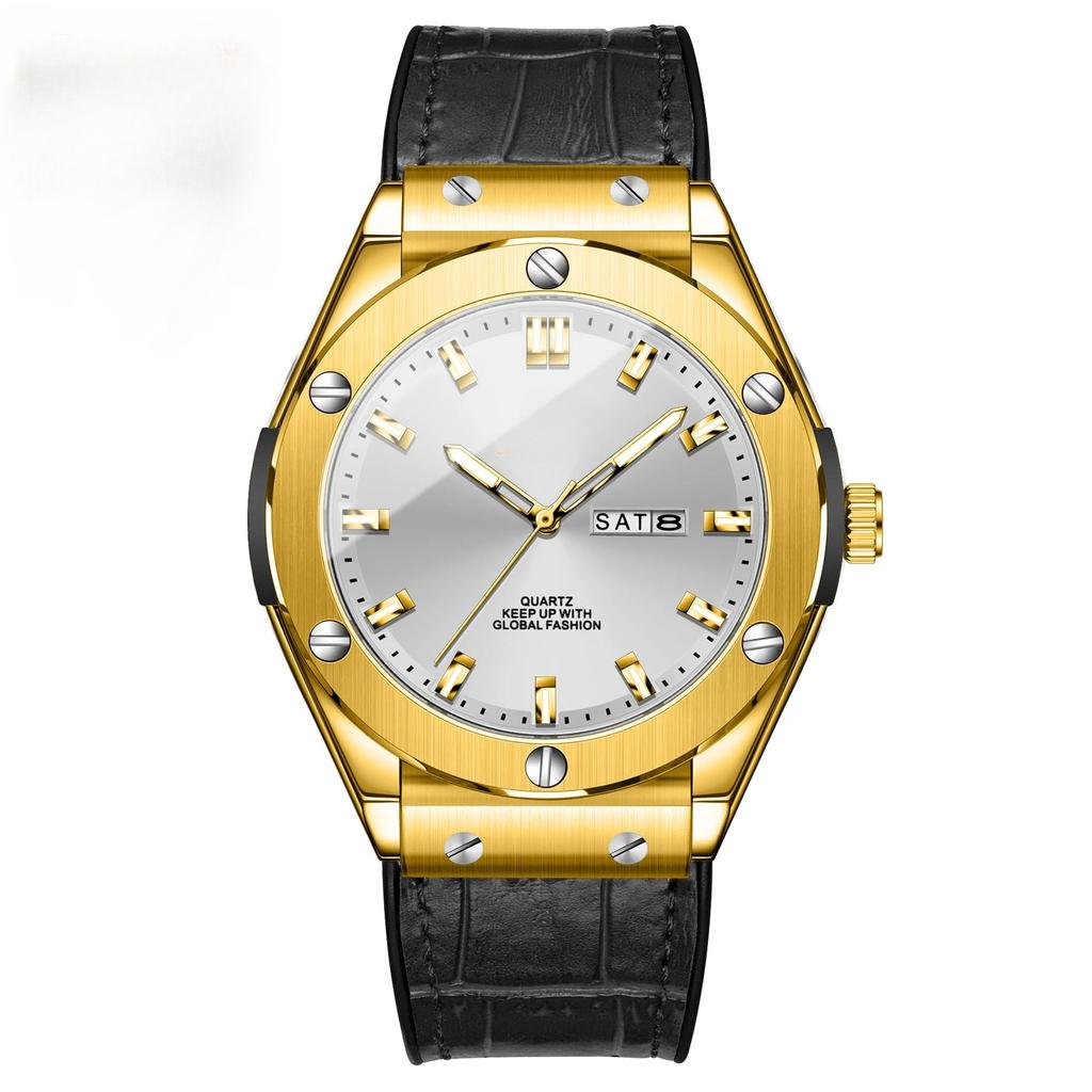 Business Watch Waterproof Luminous Date Calendar Function Men's Stainless Steel Quartz Wristatch