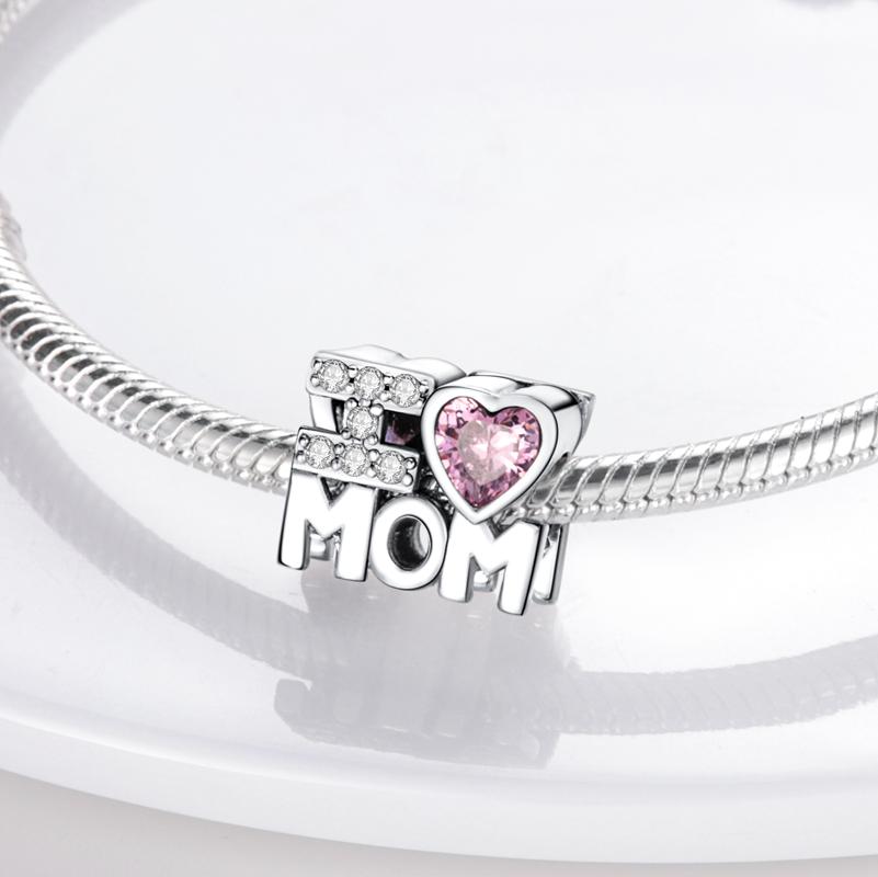 Original Charms Copper Mother'S Day Heart-Shaped Beads Fit Charms Plata Bracelets For Women Jewelry Making Fine Gifts