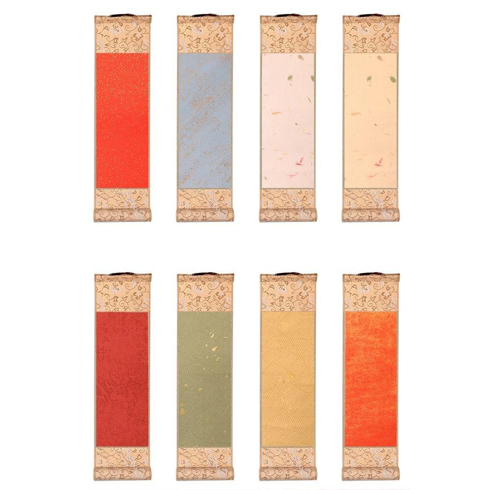 Self-made Gifts Gilded Rice Paper Scroll Calligraphy Mounting Scroll  Office Home Decor
