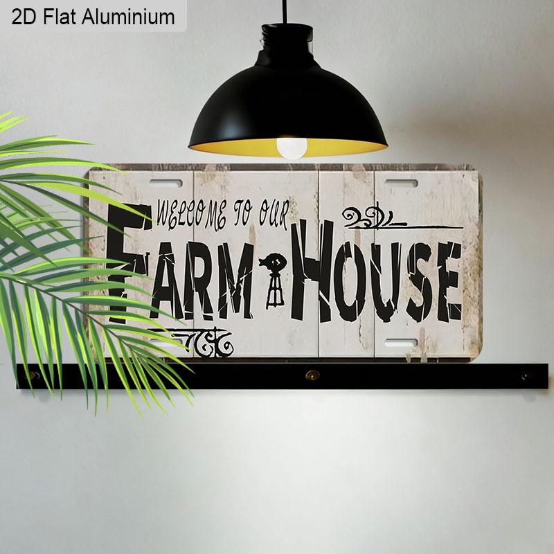 2D Flat 1pc Vintage Metal Aluminum Sign Decoration | Welcome To Our Farmhouse, 12'' × 6'' Retro Sign, Outdoor Plaque & Wall Art for Farmhouse, Porch