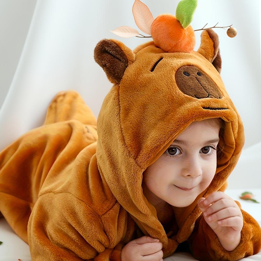 Cute Halloween Cosplay Costume, Birthday Party Gift, Unisex Capybara Onesie for Photo Ops, Capybara-Themed Zip-Up Hooded Bodysuit Christmas