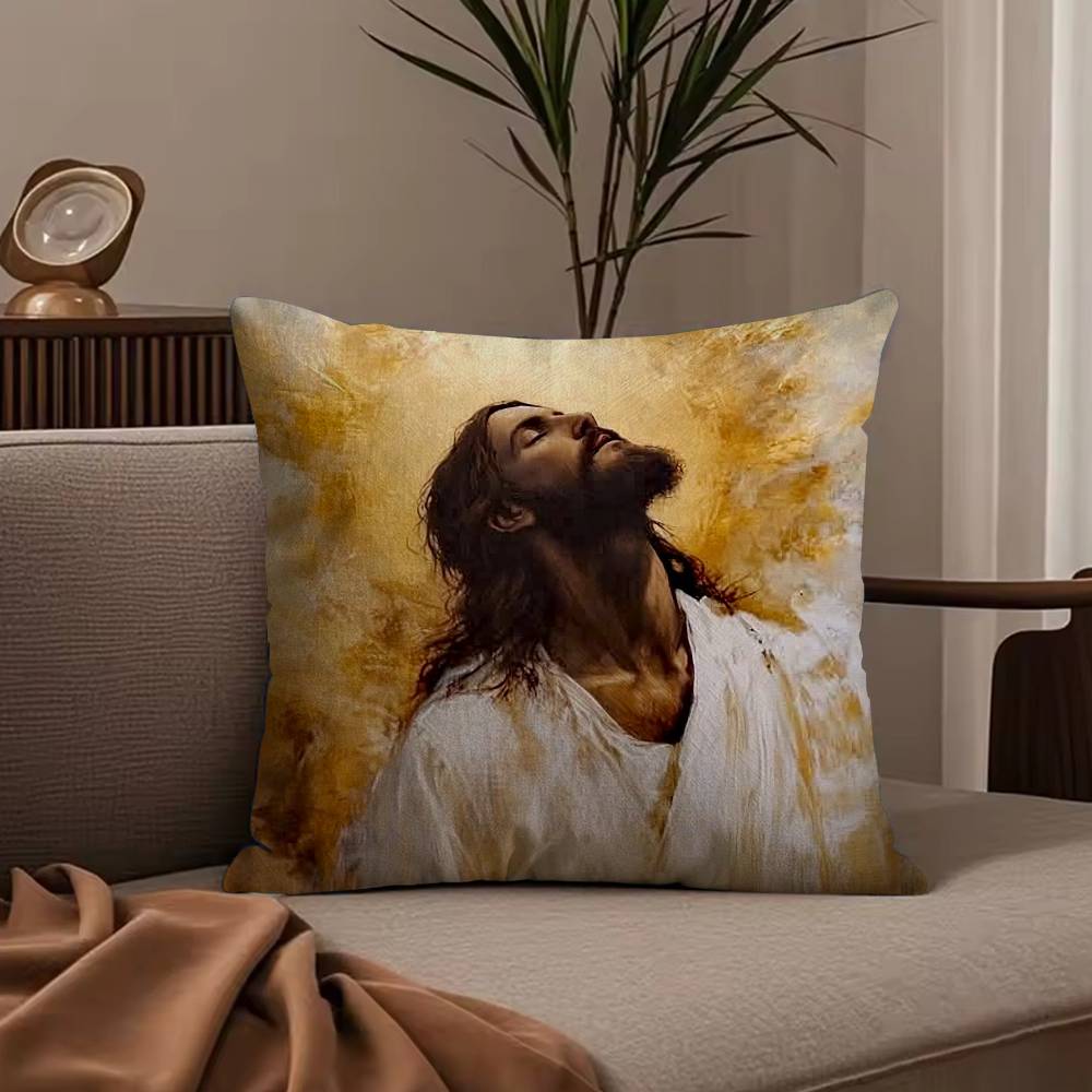 Anime J-Jesus Pillow Case Anti-dustmite Pillowcase Invisible zipper silky short plush Sofa cushion cover