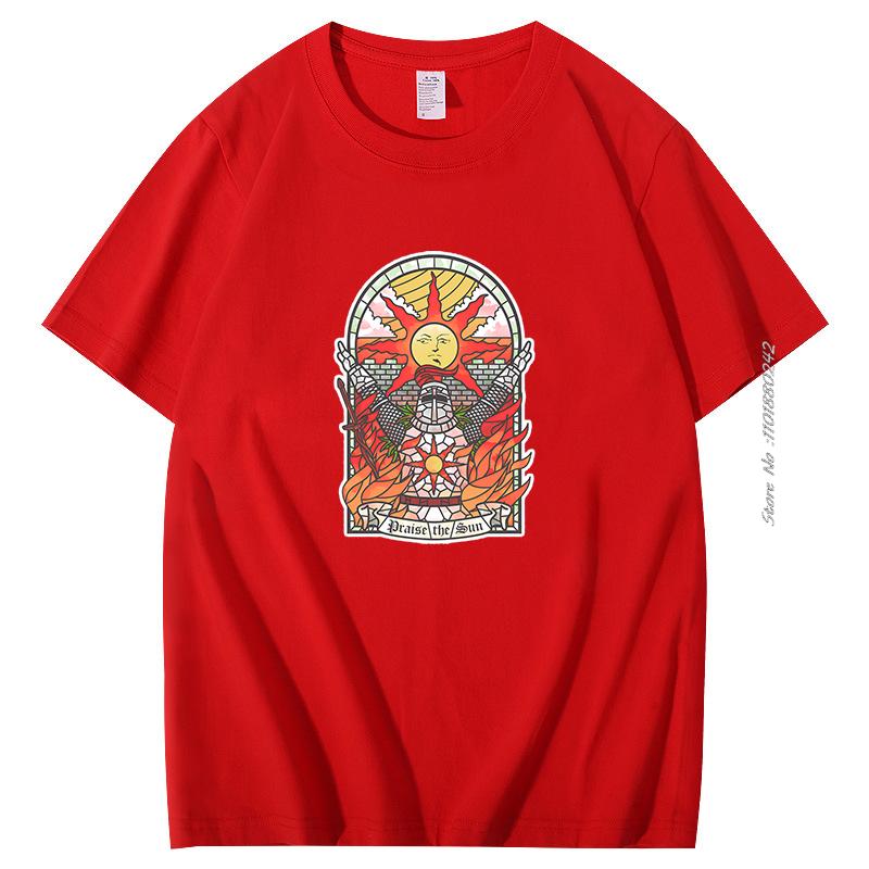Dark Souls 3 Church Of The Sun Graphic Tshirts Praise The Sun Youth Tees Harajuku Cotton Short Sleeve Tshirts Mens Clothes