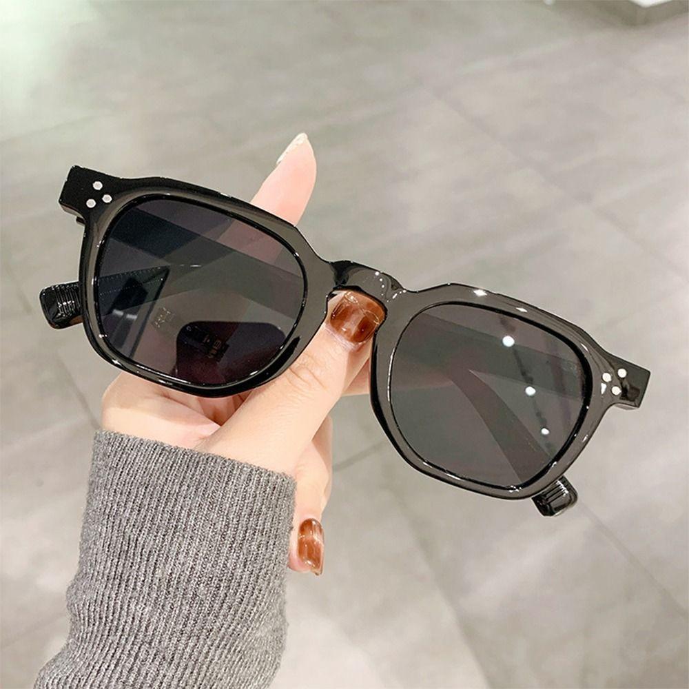 New Fashion Stylish Fashion Circular Round Sun Protection Glasses Vintage Retro Vintage Striped Temples Polygonal Frame Construction Sun Eyewear
