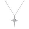 Rotatable Circular Ring Set with Zirconia Cross-shaped Crown Necklace Collar Chain